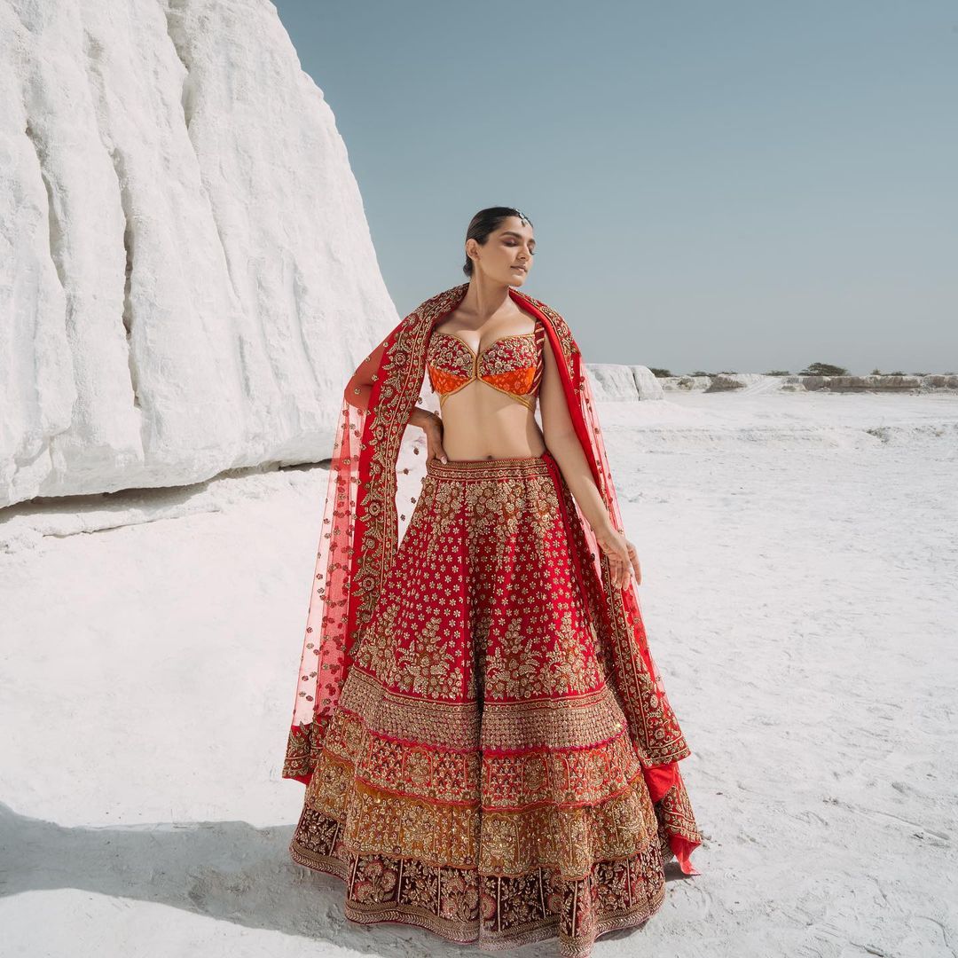 Embroidery Pattern with Cotton Work Lehenga Choli